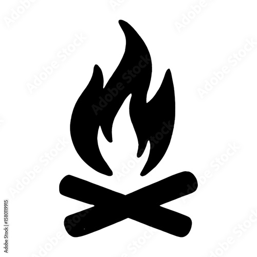 Minimalist campfire icon silhouette vector