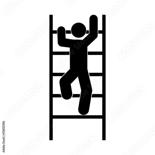 Man climbing ladder icon. Flat vector illustration design.