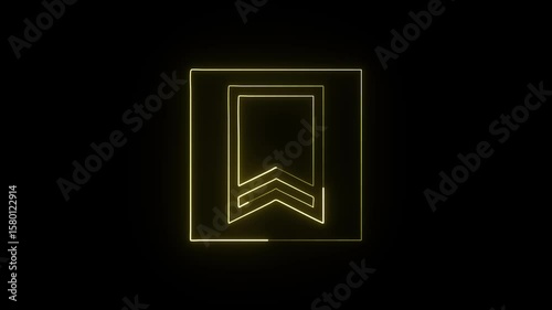 Glowing neon Save Instagram icon animation with black background. HD animated outline social media bookmark and content saving symbol video loop