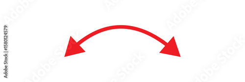 Dual sided arrow vector, icon, silhouette design. Semicircular curved thin, long double ended arrow vector design for website, app and logo design. Vector illustration of duel side arrow. 