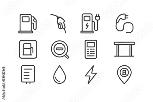 Minimalist gas and electric vehicle icons for digital design projects