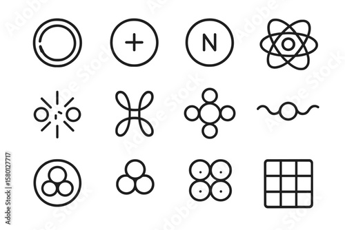 Abstract geometric symbols on dark background - icon set representation