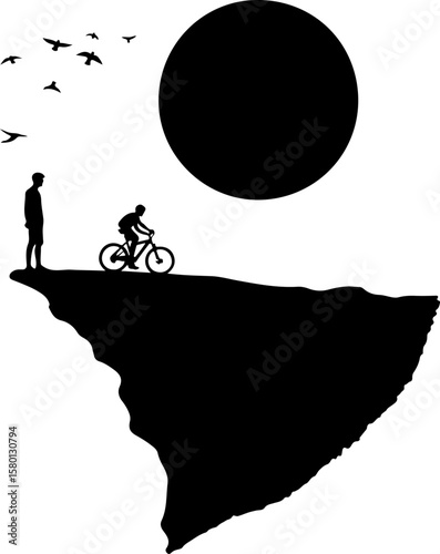 silhouette of a man riding a bike, bike, bicycle, silhouette, sport, vector, motorcycle, motocross, extreme, biker, cyclist, cycling, race, illustration, jump, ride, people, cycle, wheel, black, bmx, 
