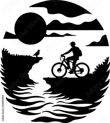 silhouette of a man riding a bike, bike, bicycle, silhouette, sport, vector, extreme, bmx, illustration, biker, cycling, jump, motocross, cyclist, people, black, motorcycle, mountain, race, boy, cycle