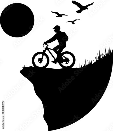silhouette of a man riding a bike, bike, bicycle, silhouette, sport, vector, motorcycle, motocross, extreme, biker, cyclist, cycling, race, illustration, jump, ride, people, cycle, wheel, black, bmx, 