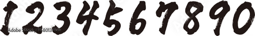 Black and white vector illustration of numbers 1 to 0 