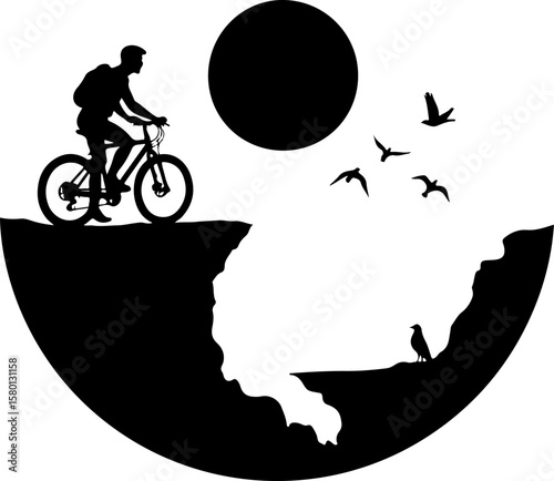 silhouette of a man riding a bike, bike, bicycle, silhouette, sport, vector, extreme, bmx, illustration, biker, cycling, jump, motocross, cyclist, people, black, motorcycle, mountain, race, boy, cycle