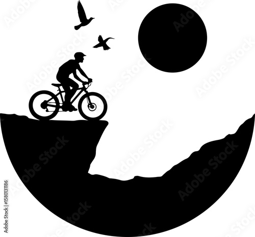 silhouette of a man riding a bike, bike, bicycle, silhouette, sport, vector, extreme, bmx, illustration, biker, cycling, jump, motocross, cyclist, people, black, motorcycle, mountain, race, boy, cycle