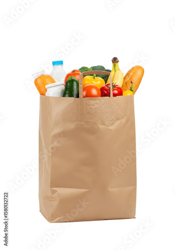 Isolated Fresh Groceries Shopping Bag Full Of Vegetables On Transparent