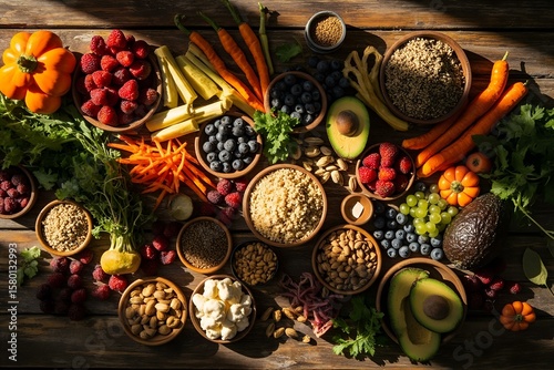 Healthy Eating Viral Recipes Fresh Ingredients Spread On Rustic Wood Table
