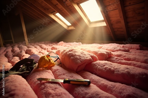 Attic Insulation Installation Energy Efficiency Home Upgrade Project