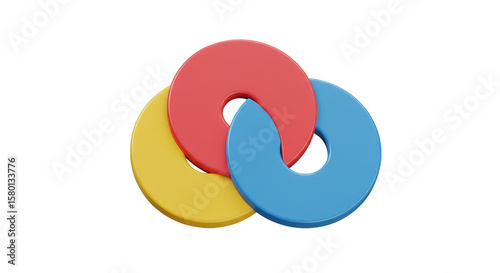 3d Abstract Rings Intersect Geometric Circles Design Transparent