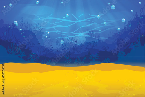 Collage about tropical beach with beautiful underwater world on a sunny day. Beautiful island paradise and with coral fishes at reef.
