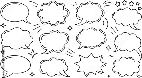 A versatile set of retro comic speech bubbles with decorative borders and vintage design elements perfect for any scrapbook or card illustration