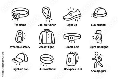 Safety led accessories for joggers and cyclists including lights and bands