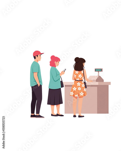 People Waiting in Line at the Checkout Counter