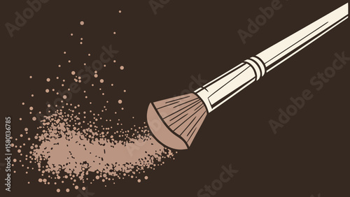 Professional makeup brush with powder for beauty and cosmetics application for flawless skin look