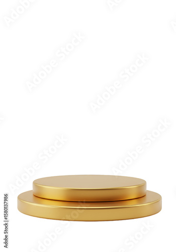 3D Golden Podium Stage Product Display Platform Transparent Background