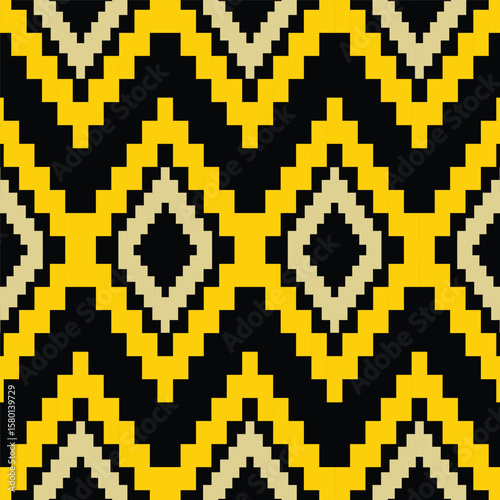 Pixel Art Zigzag Seamless Pattern