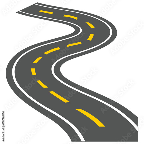 Vector Graphic of Road with Yellow Lines
