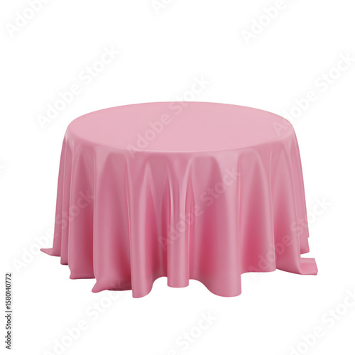3D Isolated Pink Tablecloth Table for Events on Transparent Background