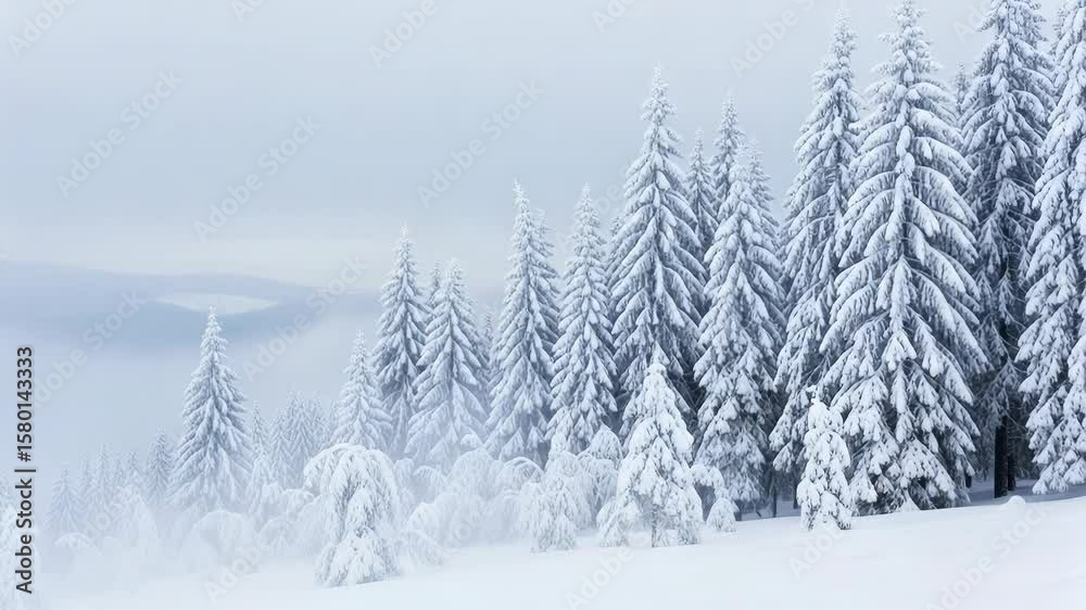 A serene winter landscape featuring snowcovered trees in a peaceful and cold forest setting A serene winter landscape featuring snowcovered trees in a peaceful and cold forest setting