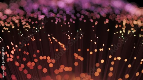Closeup abstract fiber optic network background with vibrant colors