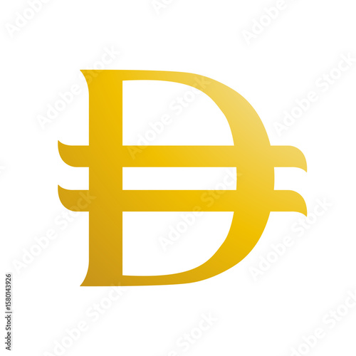 UAE dirham is the monetary unit of the United Arab Emirates. Golden currency symbol. Vector illustration