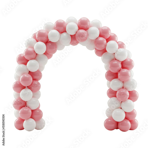 3D Pink White Balloon Arch Event Celebration Decoration PNG
