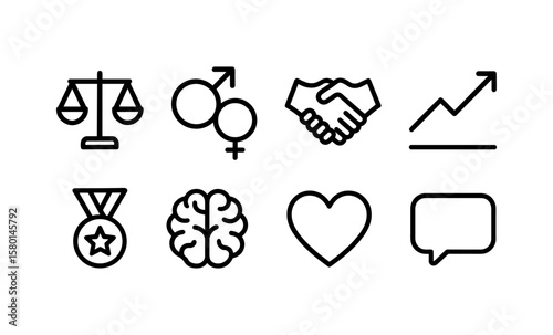 Minimalist icons set for business and communication