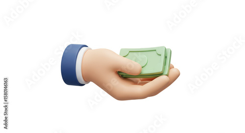 3d Rendered Hand Holding Money Currency Payment Transparent PNG