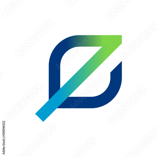 An abstract leaf-like logo with a gradient diagonal line from blue to green, suggesting growth, movement, and eco-friendliness Free Download An abstract leaf-like logo with a gradient diagonal line from blue to green, suggesting growth, movement, and eco-friendliness - GFXLoad