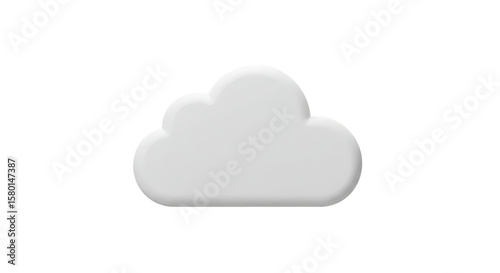 3D Rendered White Cloud Icon Weather Sky Element with Transparent Background