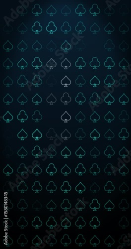 Poker symbols flashing in a screen. 4K Vertical