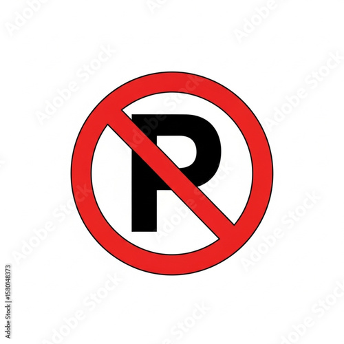 A red circle with a diagonal line through a black "P" indicating no parking allowed.