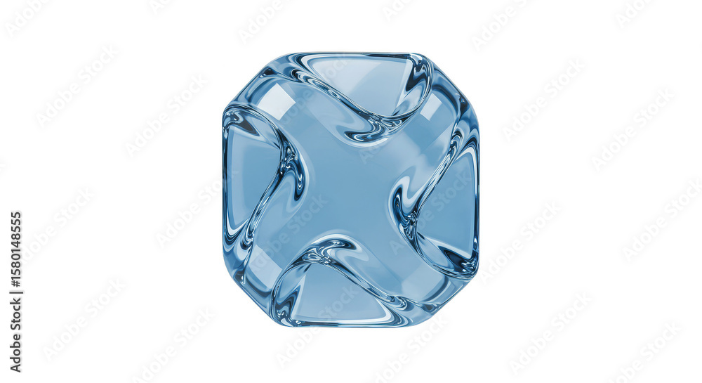 Obraz premium 3D Rendering Blue Ice Crystal Cube Transparent Background