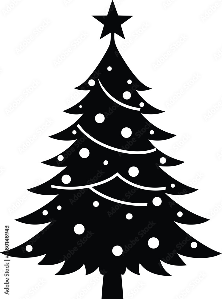 Obraz premium Christmas Tree Silhouette Vector Icon