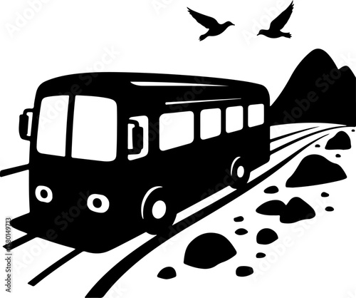 Bus on the road, car, road, vector, transport, auto, transportation, automobile, vehicle, illustration, icon, sign, taxi, cartoon, travel, driving, traffic, symbol, truck, speed, wheel, design, boat, 