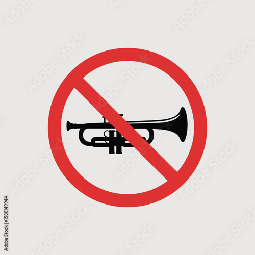 No trumpet sound allowed symbol sign warning against loud musical instruments
