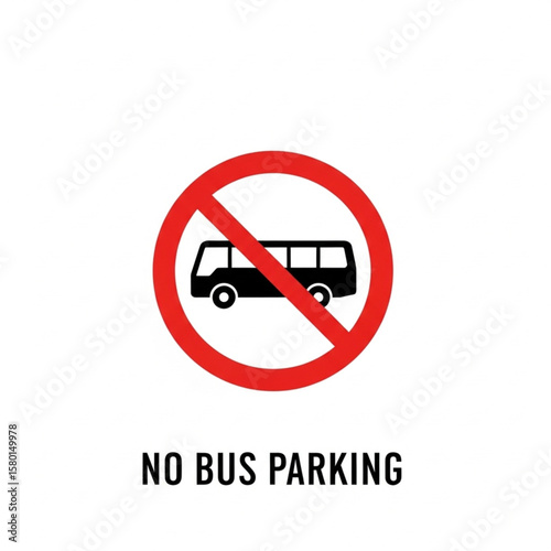 Red circle prohibition sign with a bus silhouette, indicating no bus parking is allowed.