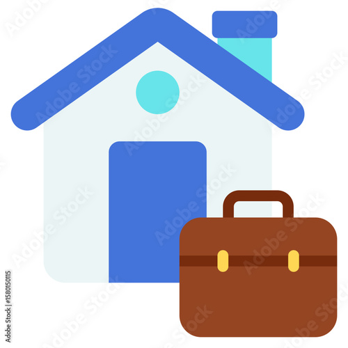 Work From Home Icon in Flat Color Style Suitable for Web, Apps, Presentation, or Printable Meanings	