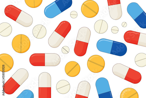 Colorful Capsules and Tablets A Pharmacy Background Illustration