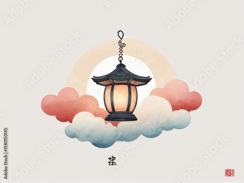  A solitary lantern inspired by the elegant motifs of ancient Korean hanbok