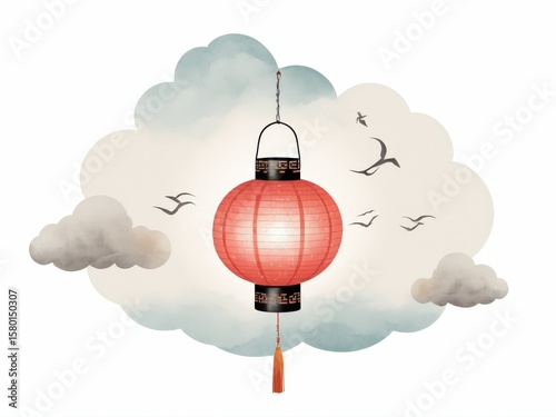  A solitary lantern inspired by the elegant motifs of ancient Korean hanbok