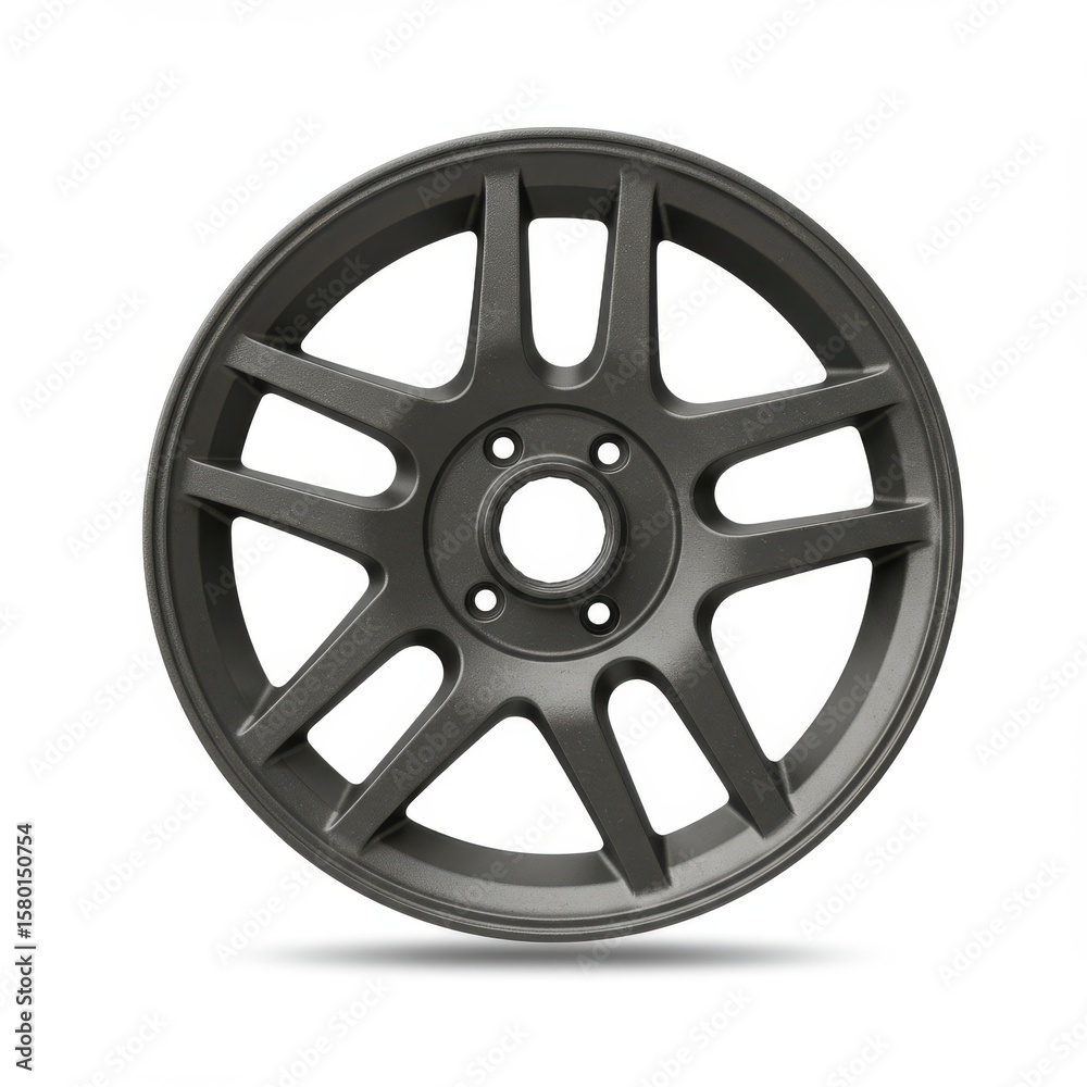Obraz premium Glossy Black Alloy Wheel with Sleek Design and Ten Spokes
