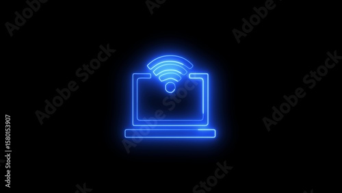 wifi Computer canned. Coding Processing In Laptop With Alpha Channel, It can be used in motion graphics and VFX projects icon
