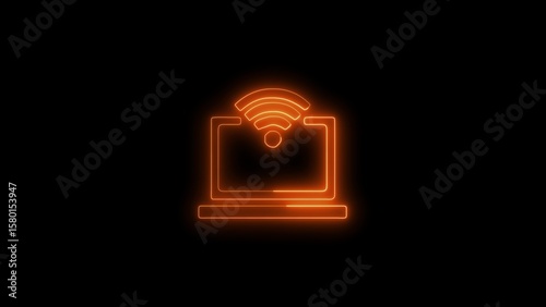 wifi Computer canned. Coding Processing In Laptop With Alpha Channel, It can be used in motion graphics and VFX projects icon