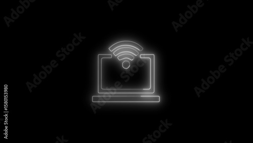 wifi Computer canned. Coding Processing In Laptop With Alpha Channel, It can be used in motion graphics and VFX projects icon