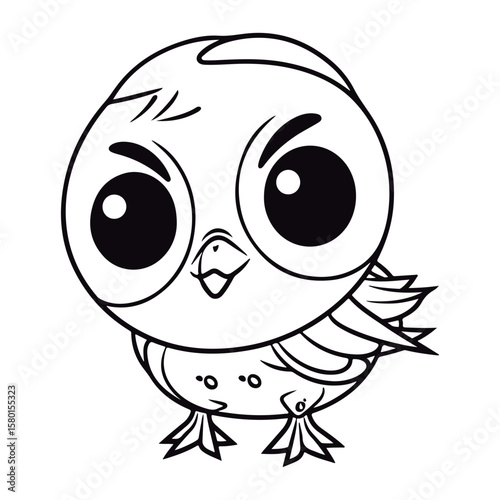 Coloring book for kids baby Sparrow kawai vector.