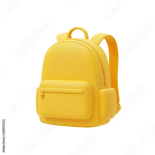 3D Yellow Backpack School Bag Isolated Travel Accessory PNG